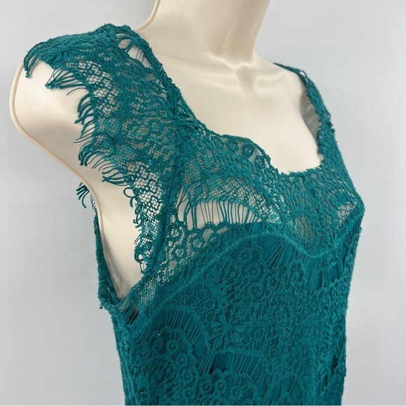 Free People Intimately Peek A Boo Lace Cap Sleeve Overlay Midi Sheath Slip Dress - Picture 5 of 15